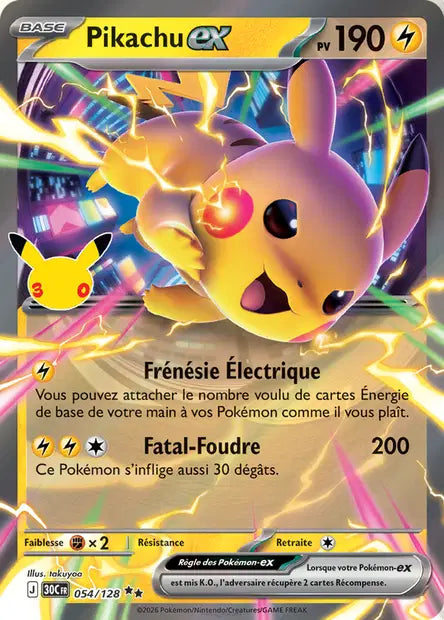 Pikachu Ex - 30e Anniversaire -054/128