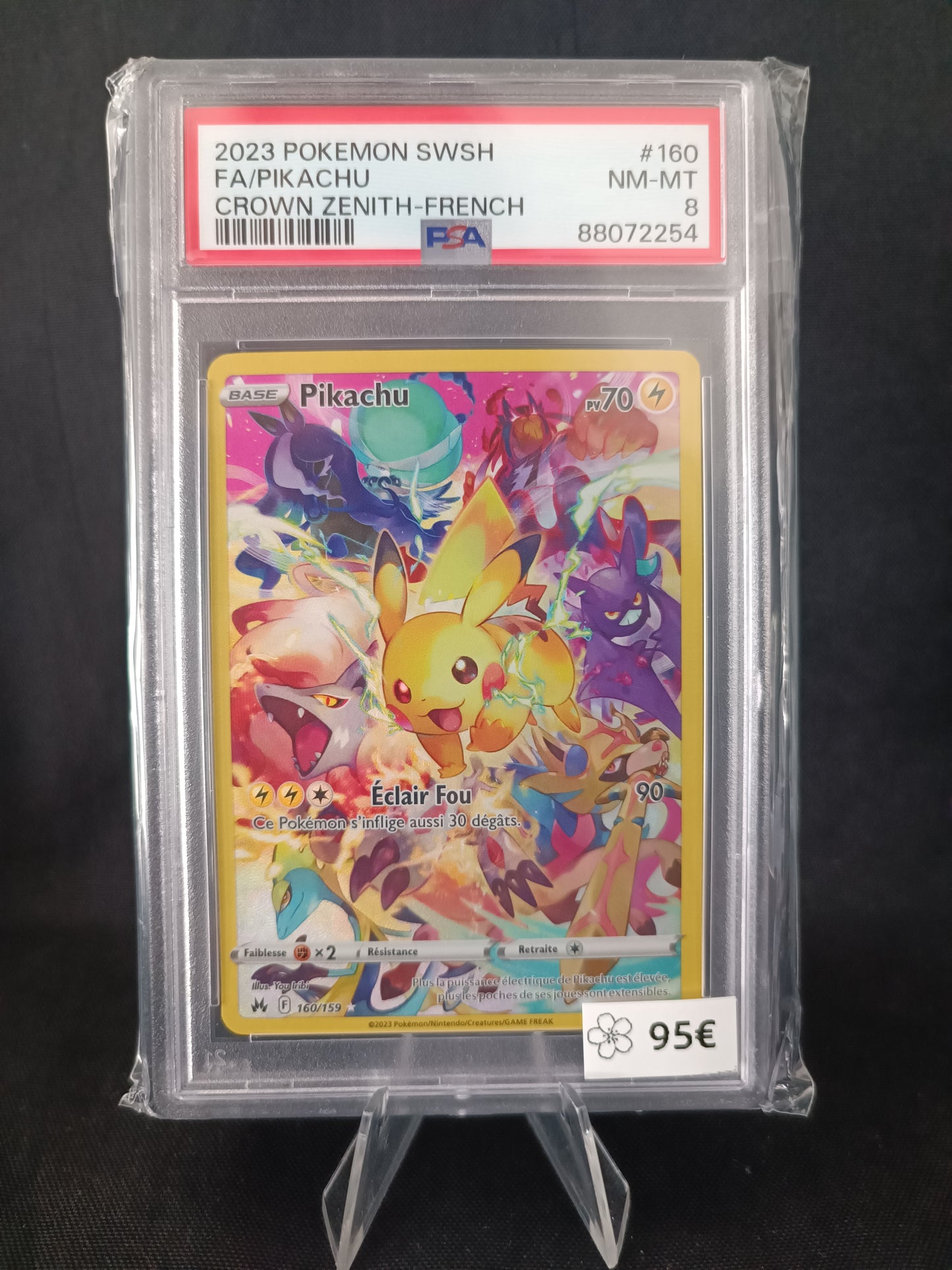 Pikachu Secrète PSA 8- Zenith suprême - 160/159