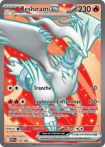 Reshiram Ex Full art  - Flamme Blanche  - 158/086