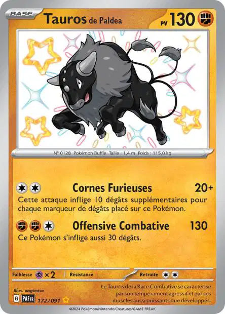 Tauros De Paldea Shiny- Destinées de Paldea - 172/091