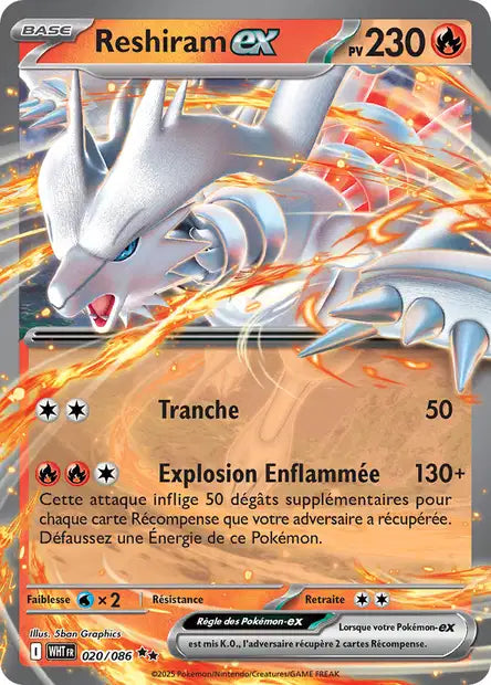 Reshiram Ex  - Flamme Blanche  - 020/086