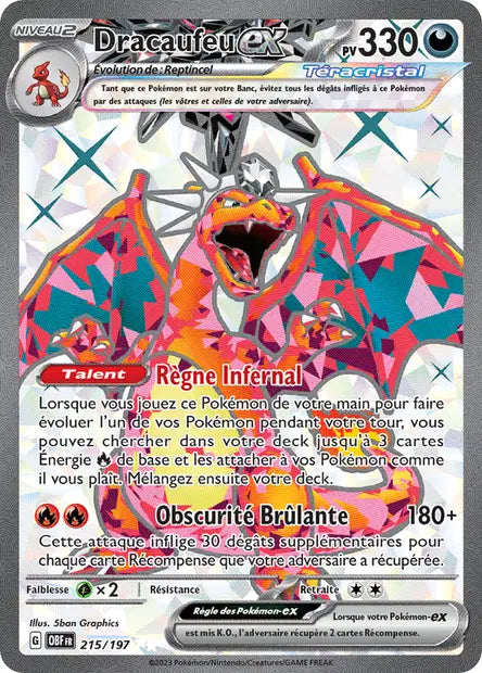 Dracaufeu Full art -Flammes Obsidiennes - 215/197
