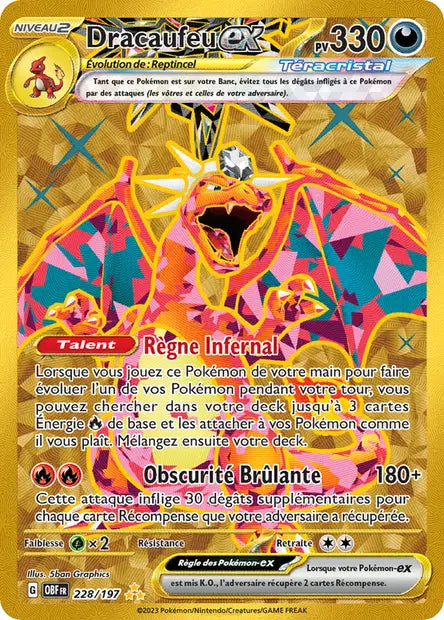 Dracaufeu Ex Gold -Flammes Obsidiennes - 228/197