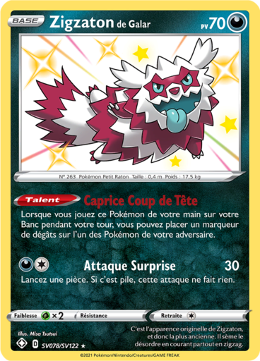 Zigzaton Shiny  - Destinées Radieuses - SV078/SV122