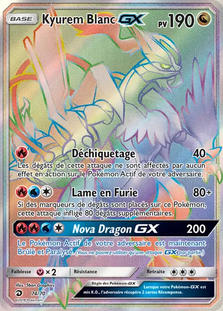 Kyurem Blanc Gx Rainbow - Majesté des Dragons- 74/70