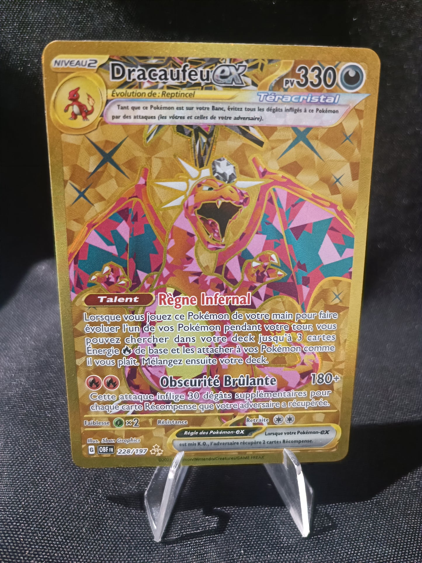 Dracaufeu Ex Gold -Flammes Obsidiennes - 228/197