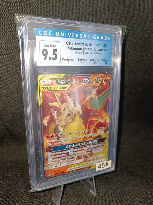 Dracaufeu Roussil GX Tag team Gradee CGC9.5 - SM11a Japonais - 008/064