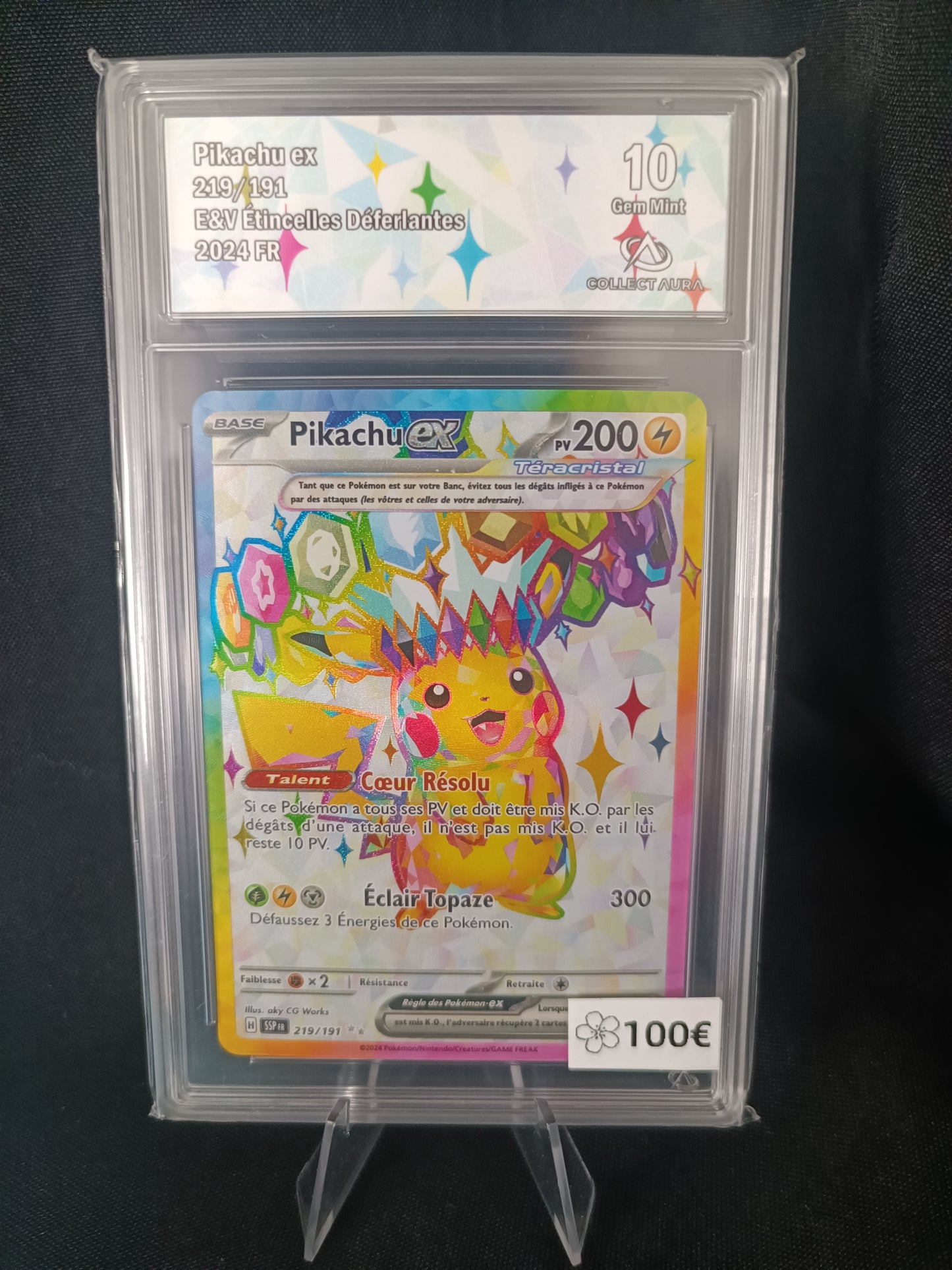 Pikachu V Full art Gradee Collect aura 10 - Étincelle Déferlante - 219/191